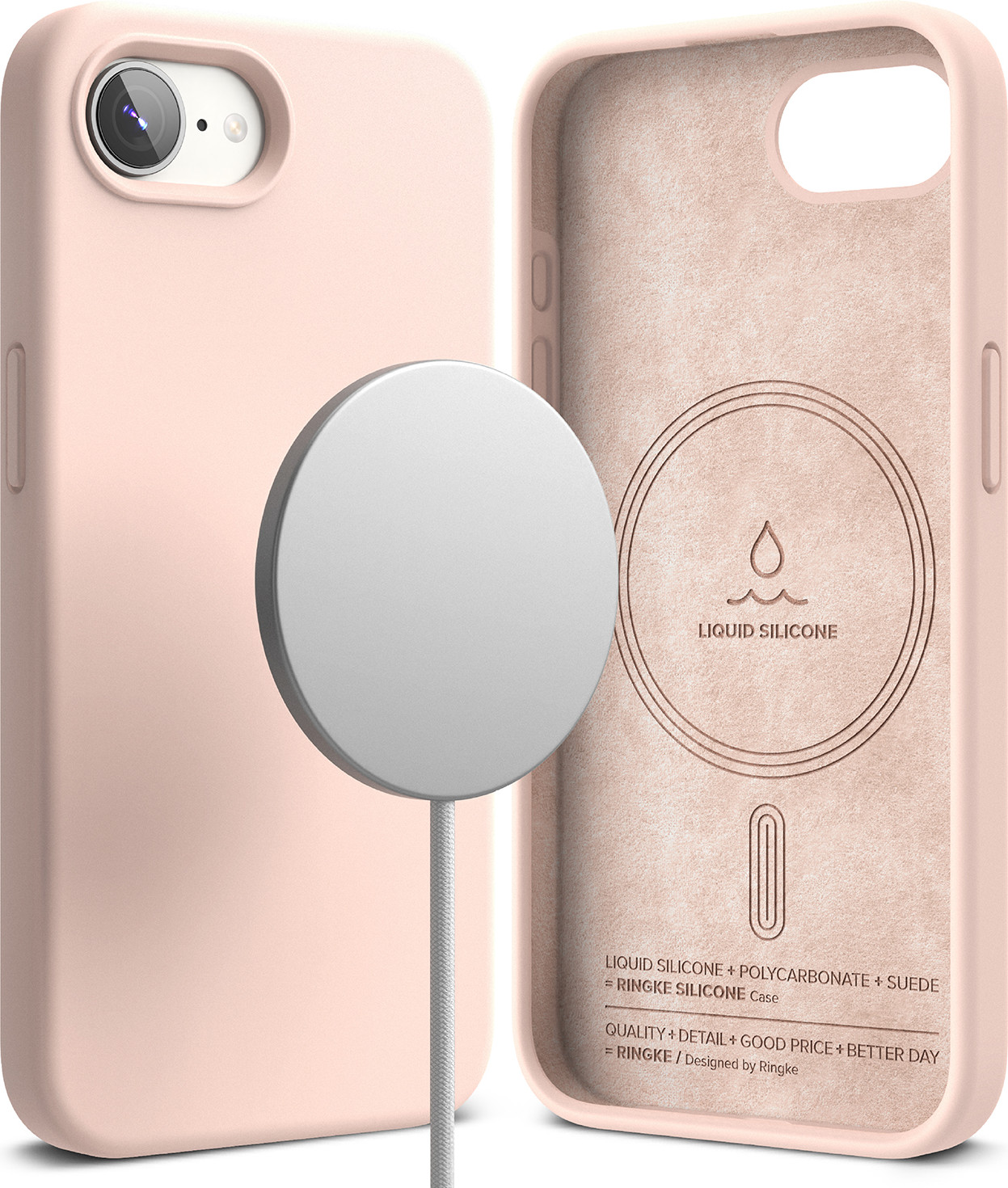 Чехол-накладка Ringke Silicone Magnetic для iPhone 17e/16e (Pink Sand)