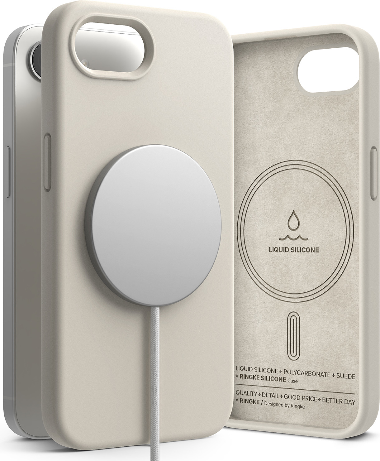 Чехол-накладка Ringke Silicone Magnetic для iPhone 17e/16e (Stone) — фото 4