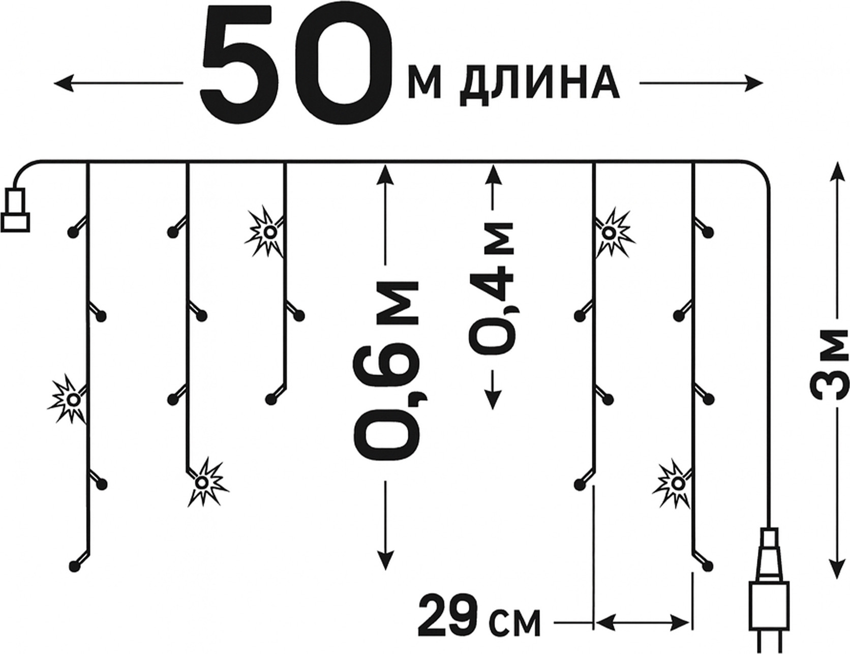 Светодиодная бахрома Uniel ULD-B50006-880/TTK WARM WHITE IP44 / UL-00013329 — фото 5