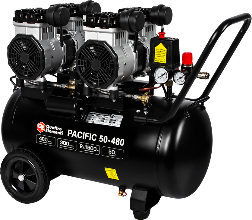 Воздушный компрессор Quattro Elementi Поршневой безмасляный Pacific 50-480 / 915-366