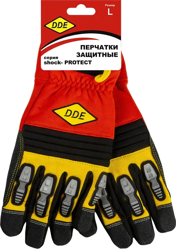 Перчатки защитные DDE Shock-Protect / 648-496 (р.L, кожа/спандекс)