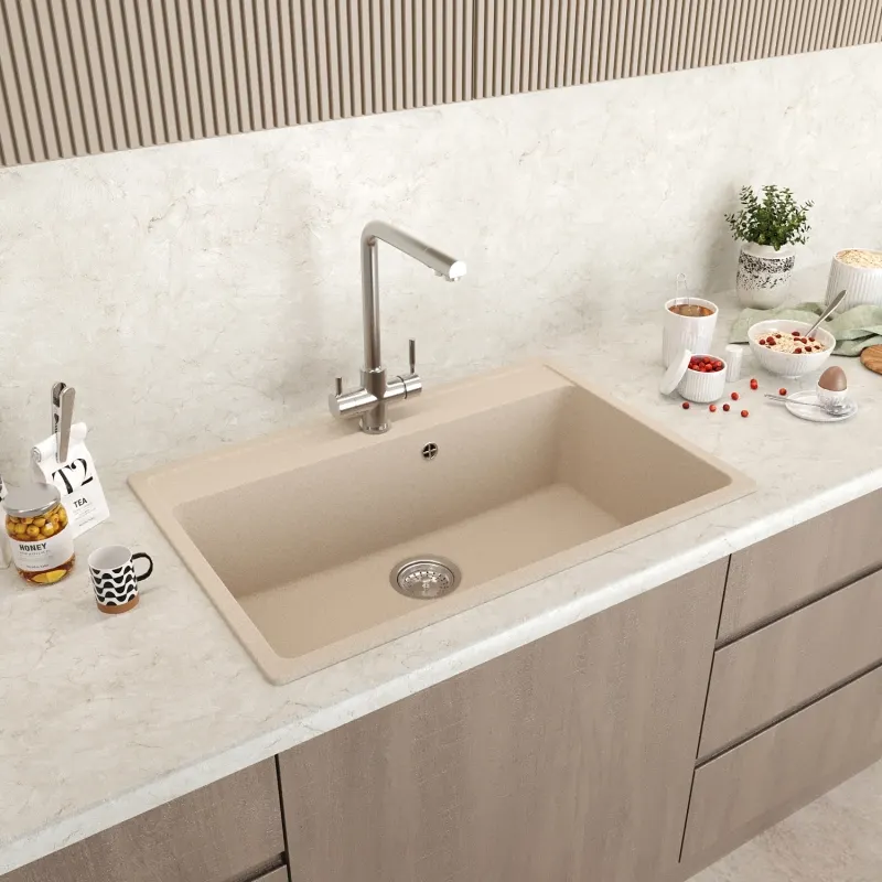 Мойка кухонная Mixline ML-GM33 / 558738 (бежевый) — фото 4