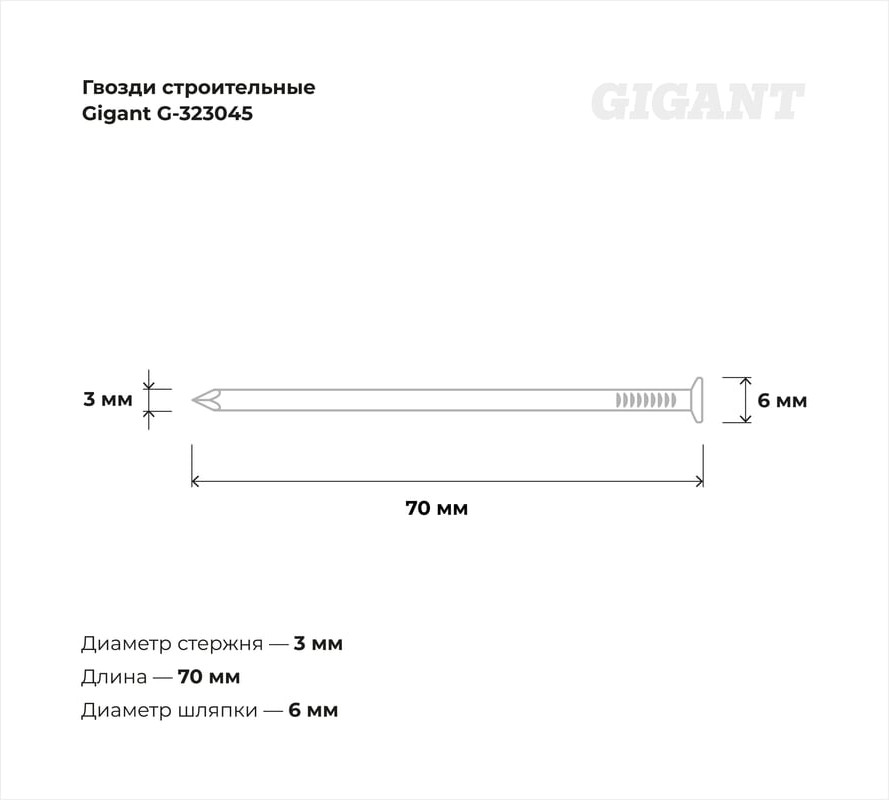 Гвоздь строительный Gigant G-323045 (1кг) — фото 6