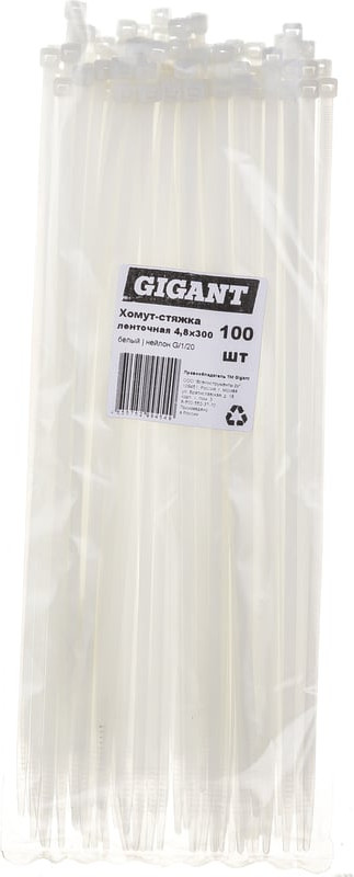 Стяжка для кабеля Gigant G/1/20 (белый,100 шт) — фото 6