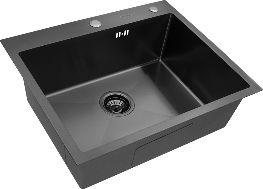 Мойка кухонная Arfeka ECO AR 60x50+CL AR F+DS AR (Black, с дозатором и коландером) — фото 3