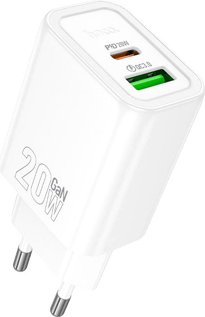 Адаптер питания сетевой Hoco N61 20Вт 3А QC3.0/PD 1xUSB 1xType-C (белый)