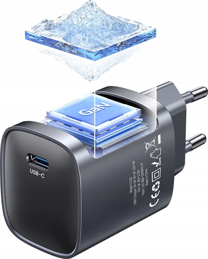 Адаптер питания сетевой Usams 45W GaN Fast Charger / CC323TC01 (серый) — фото 3