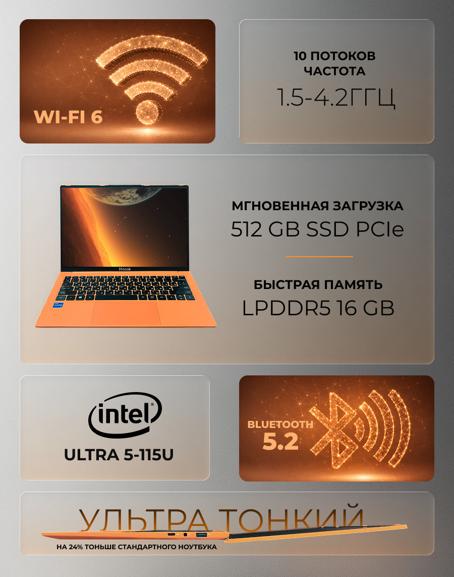 Ноутбук Horizont H-book 14 IPK4 TU4E4WO / 4810443005489 Windows 11 Pro — фото 2