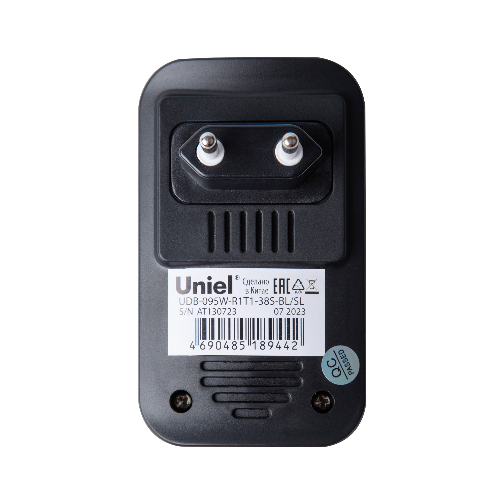 Электрический звонок Uniel UDB-095W-R1T1-38S-BL/SL / UL-00011369 (черный/серебристый) — фото 3