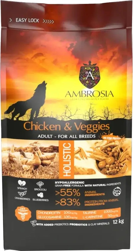 Сухой корм для собак Ambrosia Grain Free Курица/Овощи / U/ACH12 (12кг)