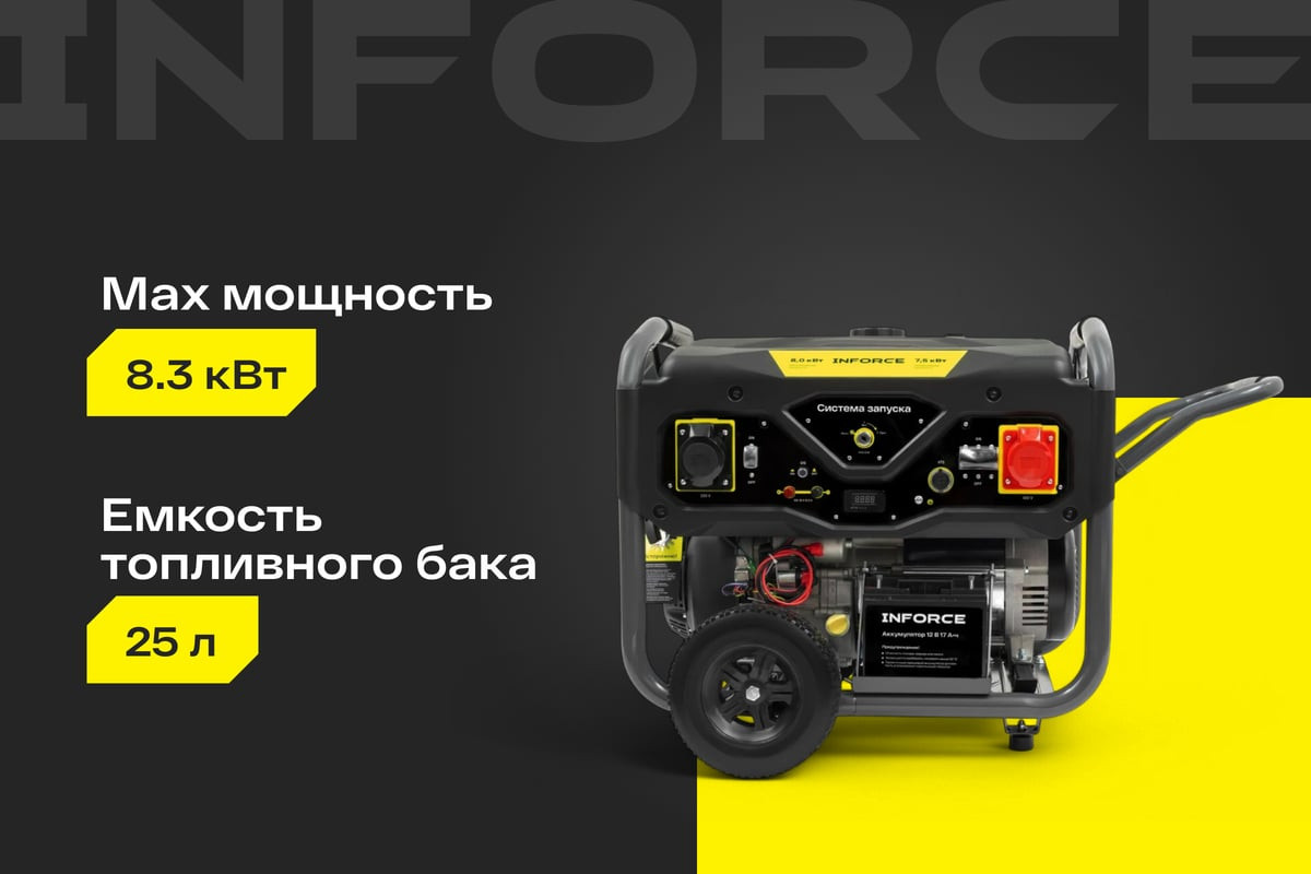 Бензиновый генератор Inforce Трехфазный GL 8500E-3D — фото 2
