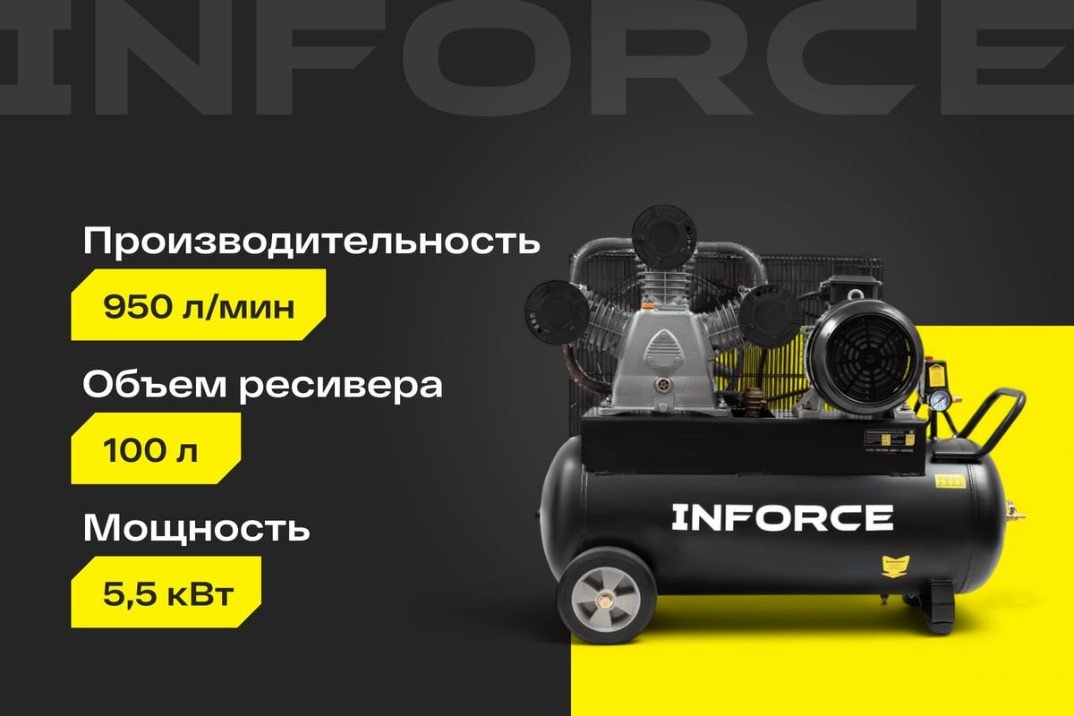 Воздушный компрессор Inforce IBCW-100L-3P/950 — фото 2