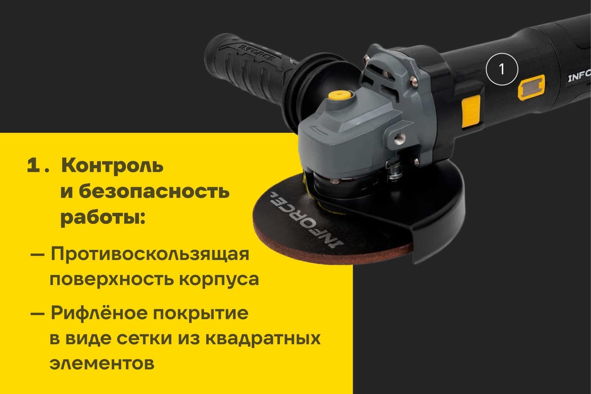 Угловая шлифовальная машина Inforce AG5015ACS-BL — фото 3