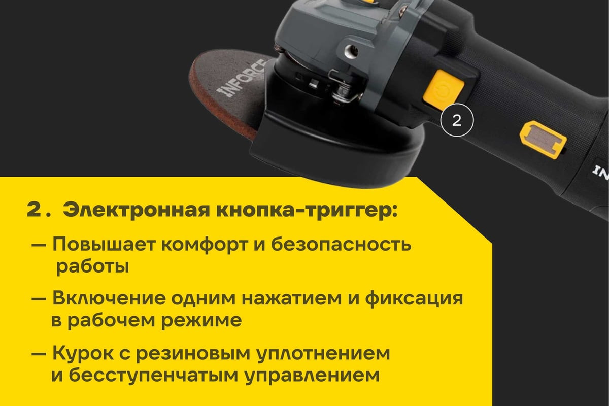 Угловая шлифовальная машина Inforce AG5015ACS-BL — фото 4