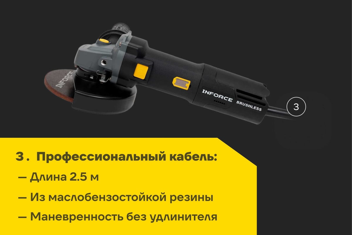 Угловая шлифовальная машина Inforce AG5015ACS-BL — фото 5