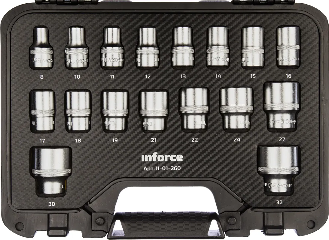 Набор головок слесарных Inforce Торцевых безударных 1/2" 8-32мм / 11-01-260 — фото 3