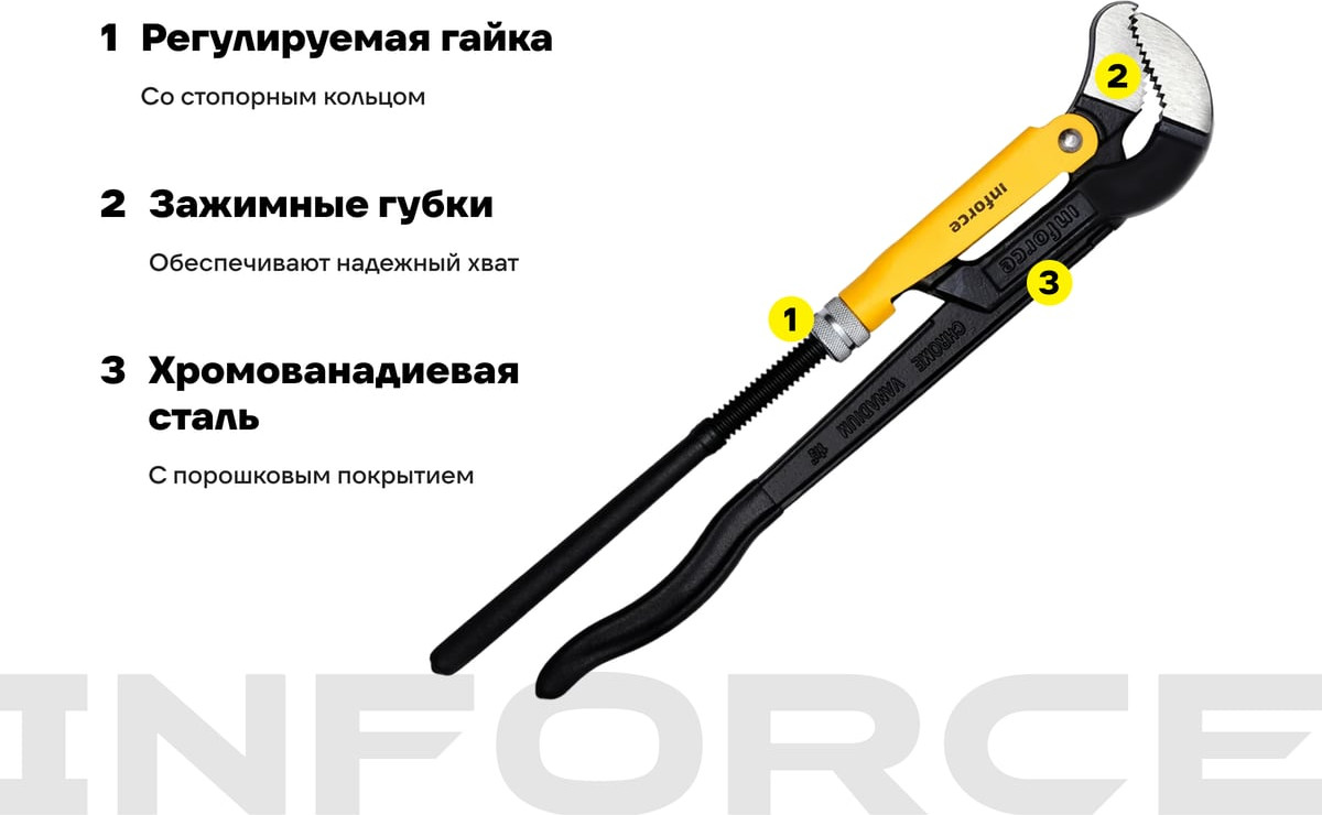 Гаечный ключ Inforce Трубный рычажный №2 / 06-05-115 — фото 3