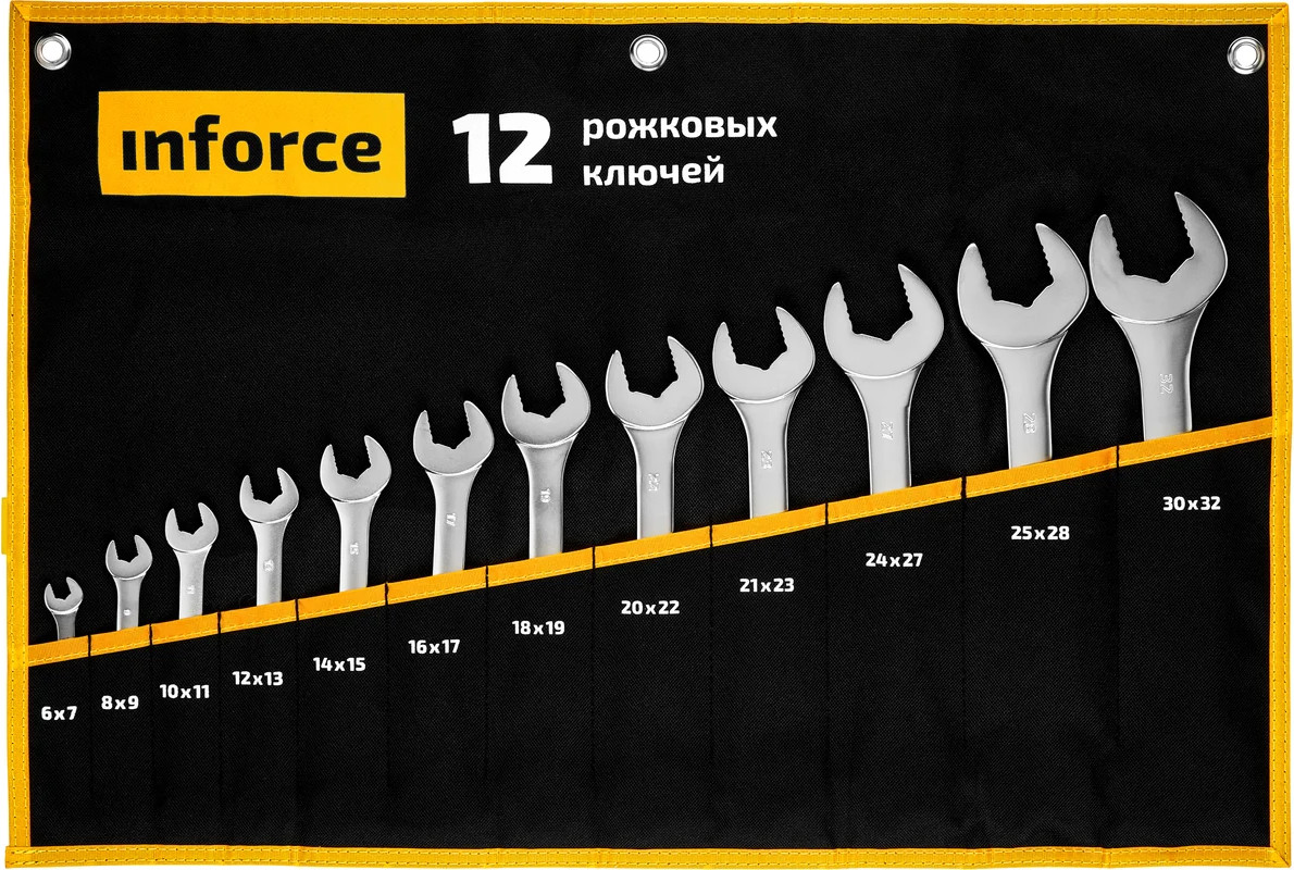 Набор ключей Inforce Рожковых / 06-05-44 (12 предметов)