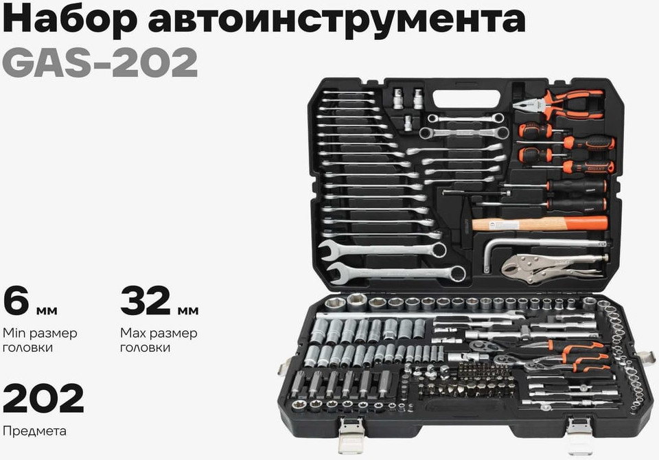 Универсальный набор инструментов Gigant GAS-202 (202 предмета) — фото 2