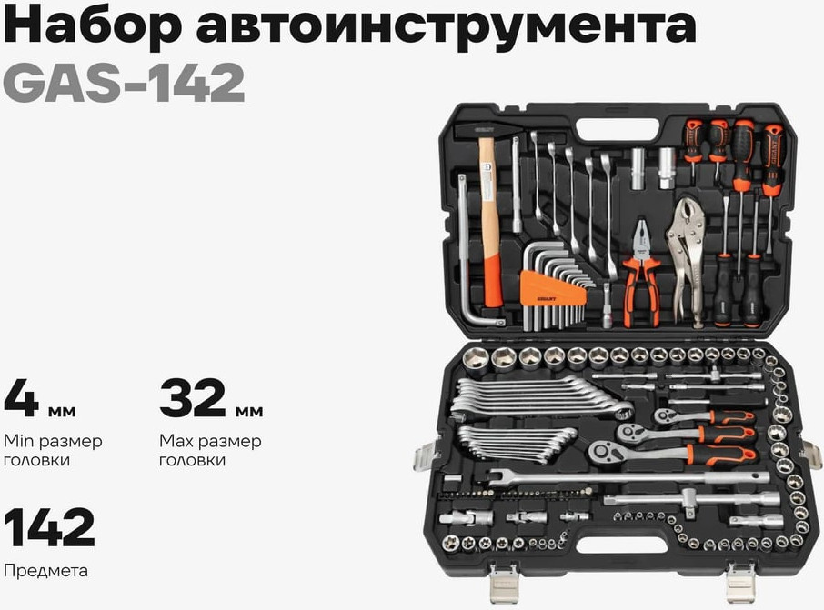 Универсальный набор инструментов Gigant GAS-142 (142 предмета) — фото 2