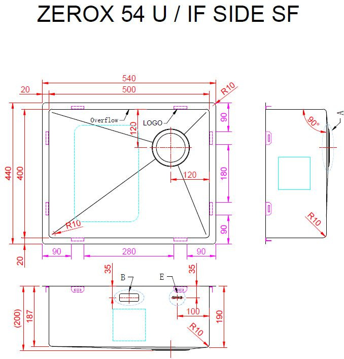 Мойка кухонная ZORG Zerox 54 U / IF Side SF PVD Gold — фото 3