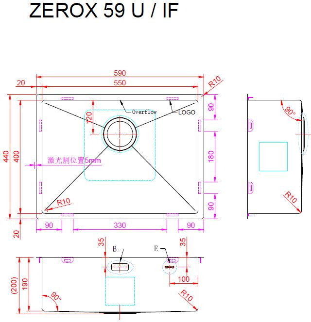 Мойка кухонная ZORG Zerox 59 U / IF PVD Gunblack — фото 3