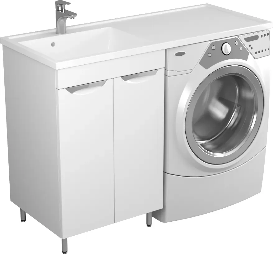 Тумба с умывальником Uncoria Мера 55 с 2-мя дв + Paola Magenta 1200 L (белый) — фото 2