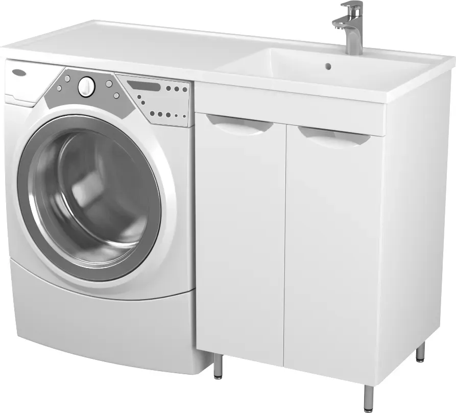 Тумба с умывальником Uncoria Мера 55 с 2-мя дв + Paola Magenta 1200 R (белый) — фото 2