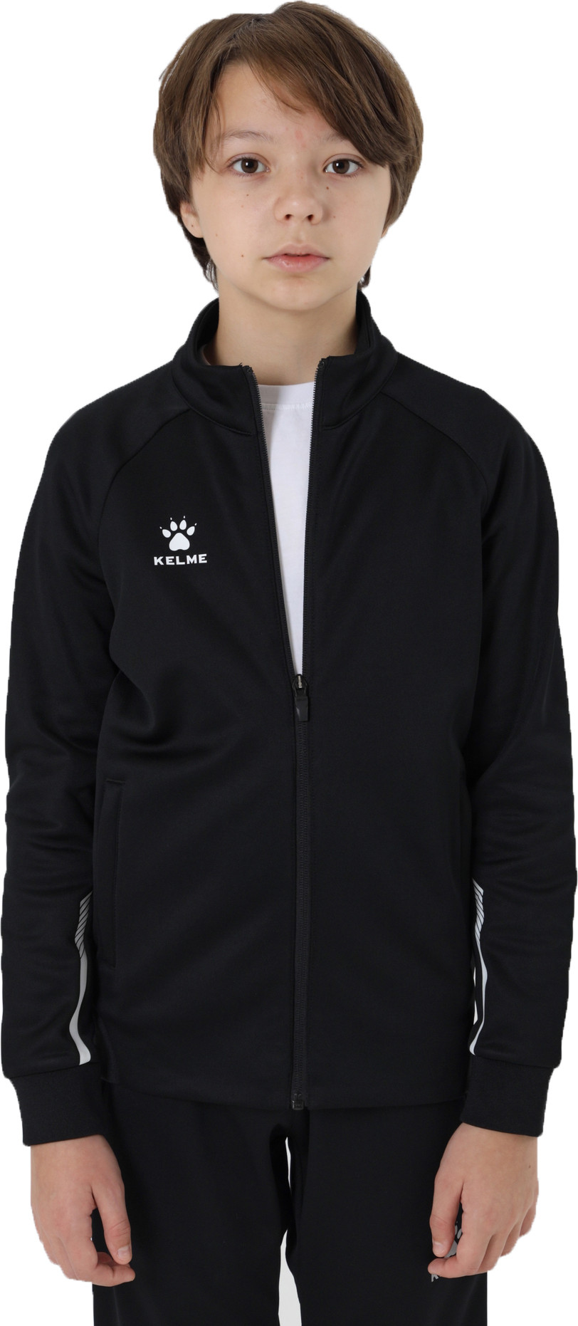 Олимпийка спортивная детская Kelme Children's Knitted Jacket fleece / 7461WT3143-000 (р.120, черный)