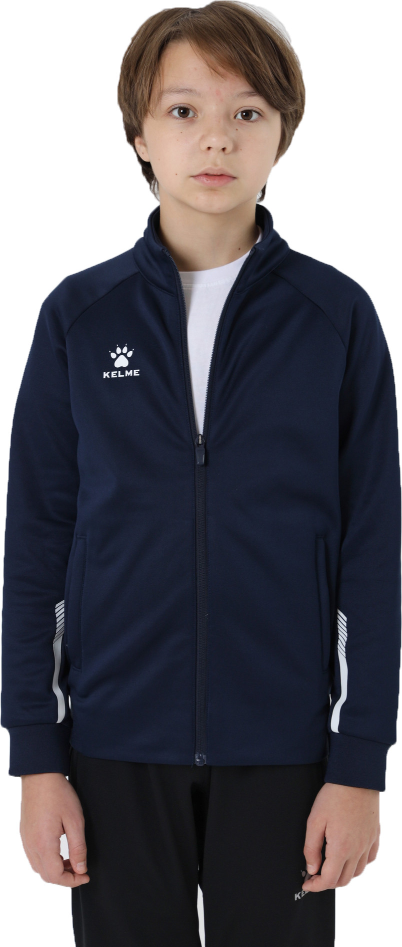 Олимпийка спортивная детская Kelme Children's Knitted Jacket fleece / 7461WT3143-416 (р.160, темно-синий)