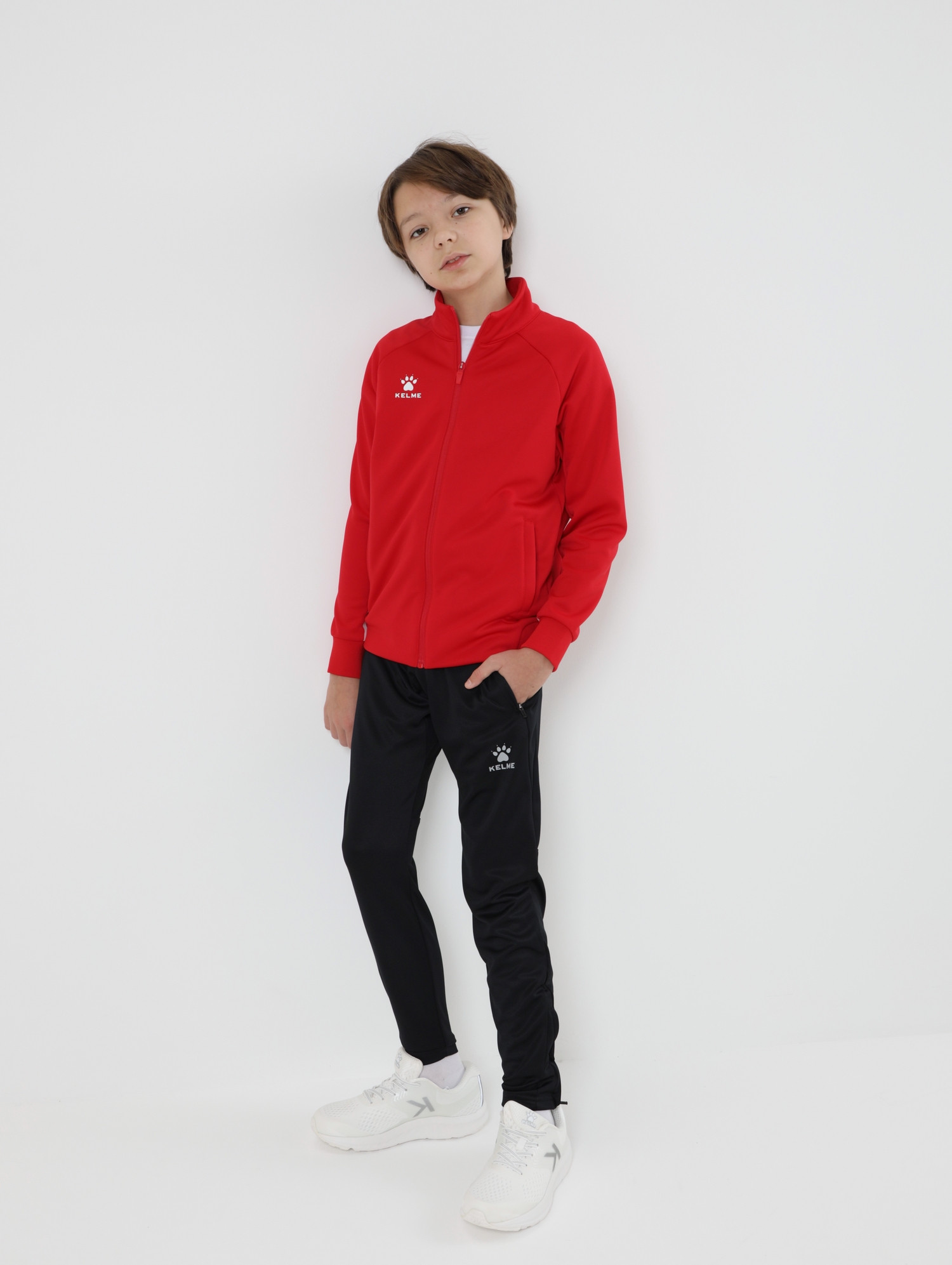 Олимпийка спортивная детская Kelme Children's Knitted Jacket fleece / 7461WT3143-600 (р.160, красный) — фото 4