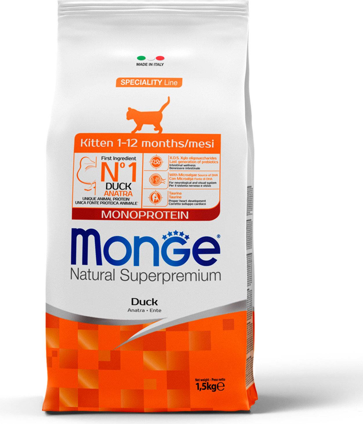 Сухой корм для кошек Monge Speciality Line Monoprotein для котят и беременных с уткой (1.5кг) — фото 3