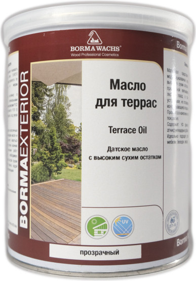 Масло для древесины BORMA WACHS Terrace Oil Decking Oil Natural / 4971-IL (1л, прозрачный)