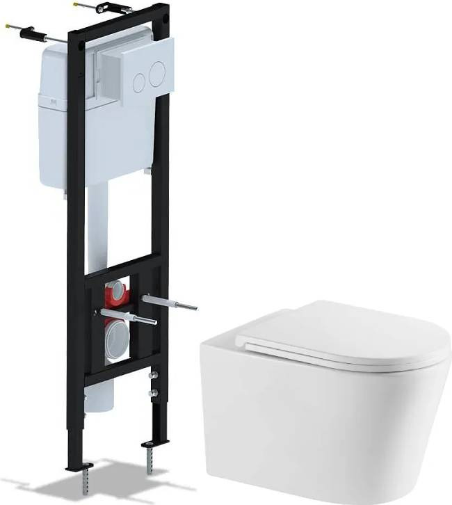 Унитаз подвесной с инсталляцией Saniteco Tornado KW-9005WT + Ани Пласт WCP4130