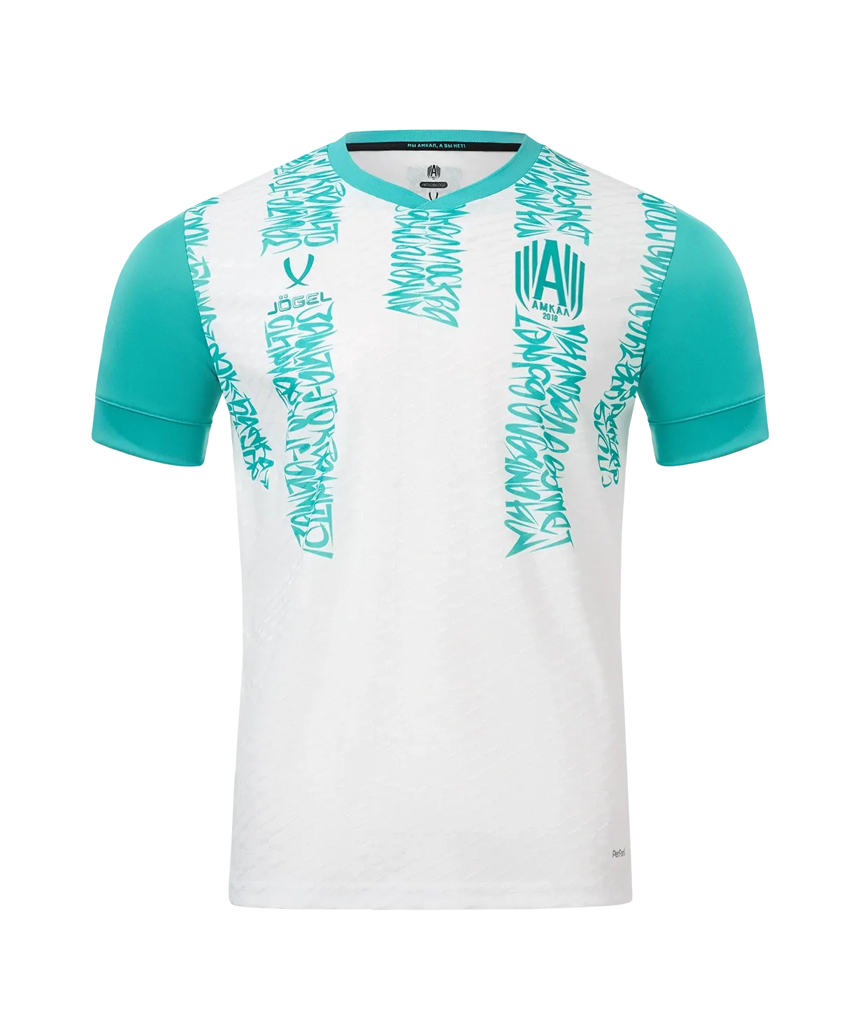Футболка игровая футбольная Jogel Amkal PerFormDRY Jersey (L, белый/бирюзовый) — фото 2