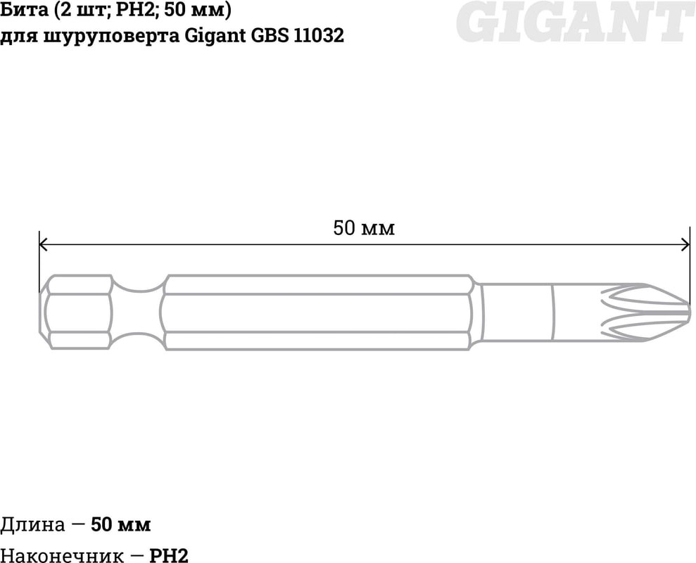 Набор бит Gigant GBS 11032 (2шт) — фото 4