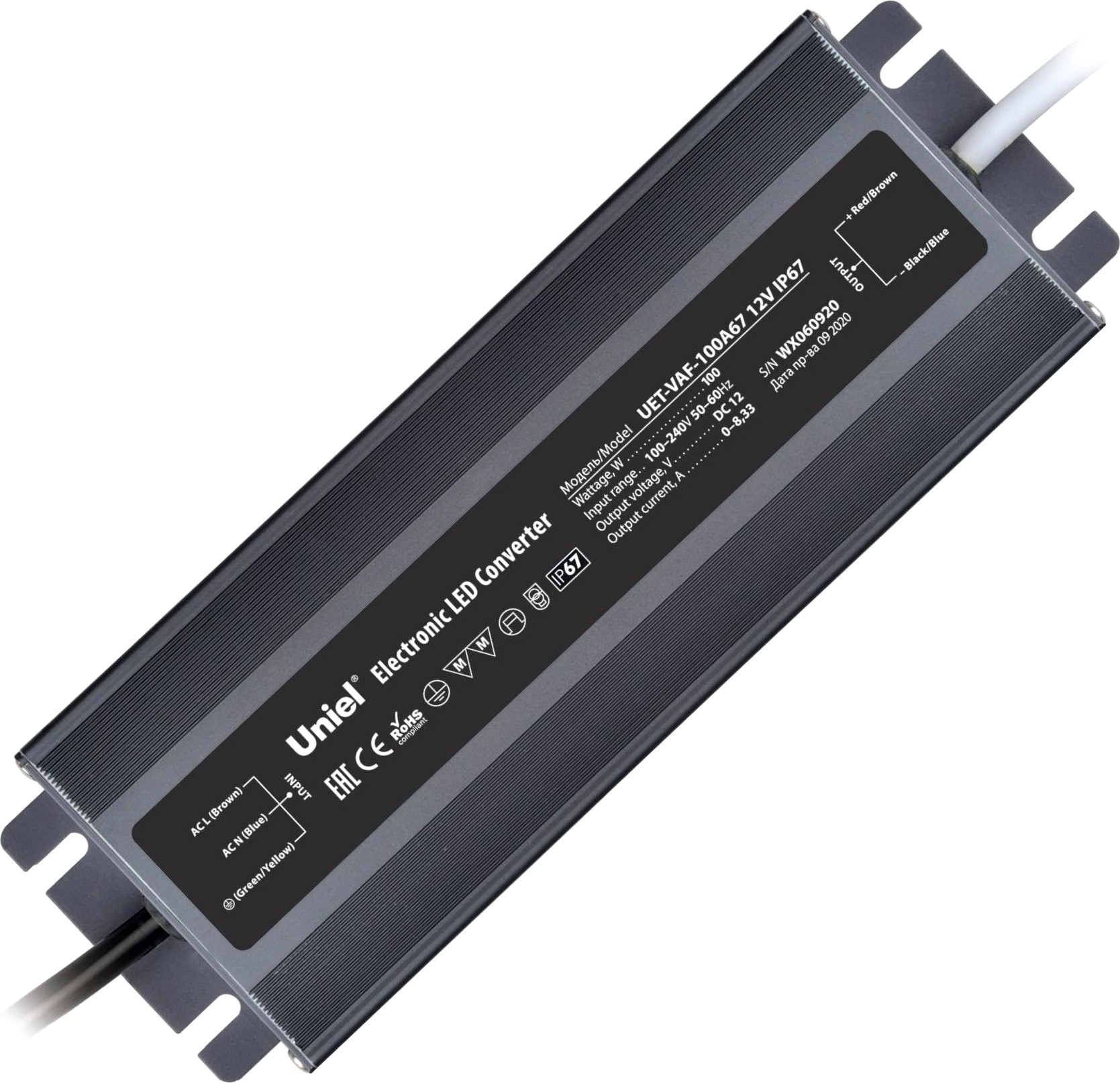 Блок питания для светильника Uniel UET-VAF-100A67 12V IP67 / UL-00007576 — фото 2