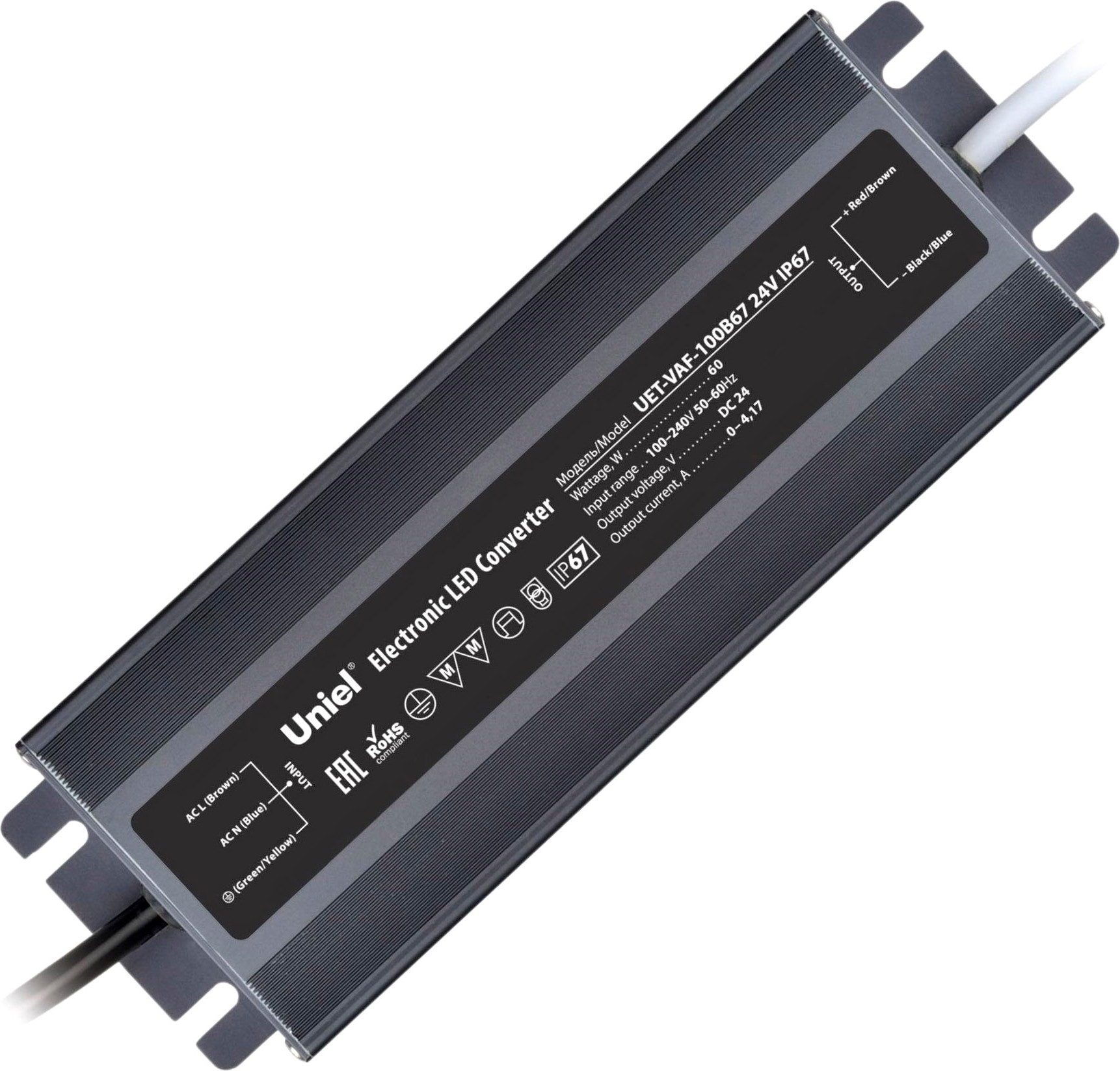 Блок питания для светильника Uniel UET-VAF-100B67 24V IP67 / UL-00009367