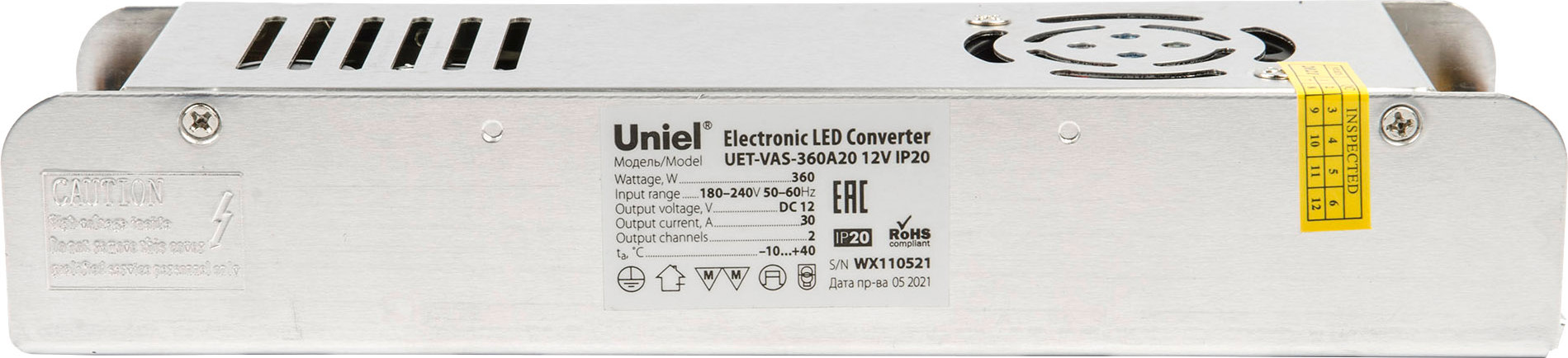 Блок питания для светильника Uniel UET-VAS-360A20 12V IP20 / UL-00002434 — фото 2