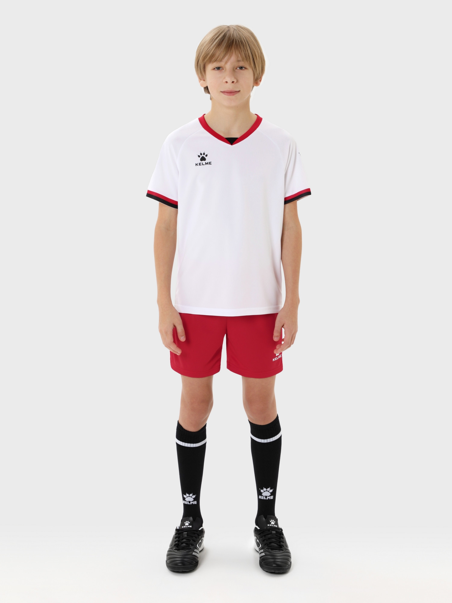 Футбольная форма Kelme Football Uniform Set / 8551ZB31084-100 (р.140, белый/красный) — фото 3