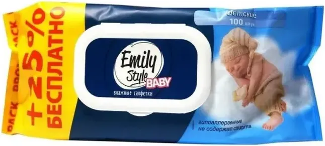 Влажные салфетки детские Emily Style без запаха (100 шт.) — фото 2