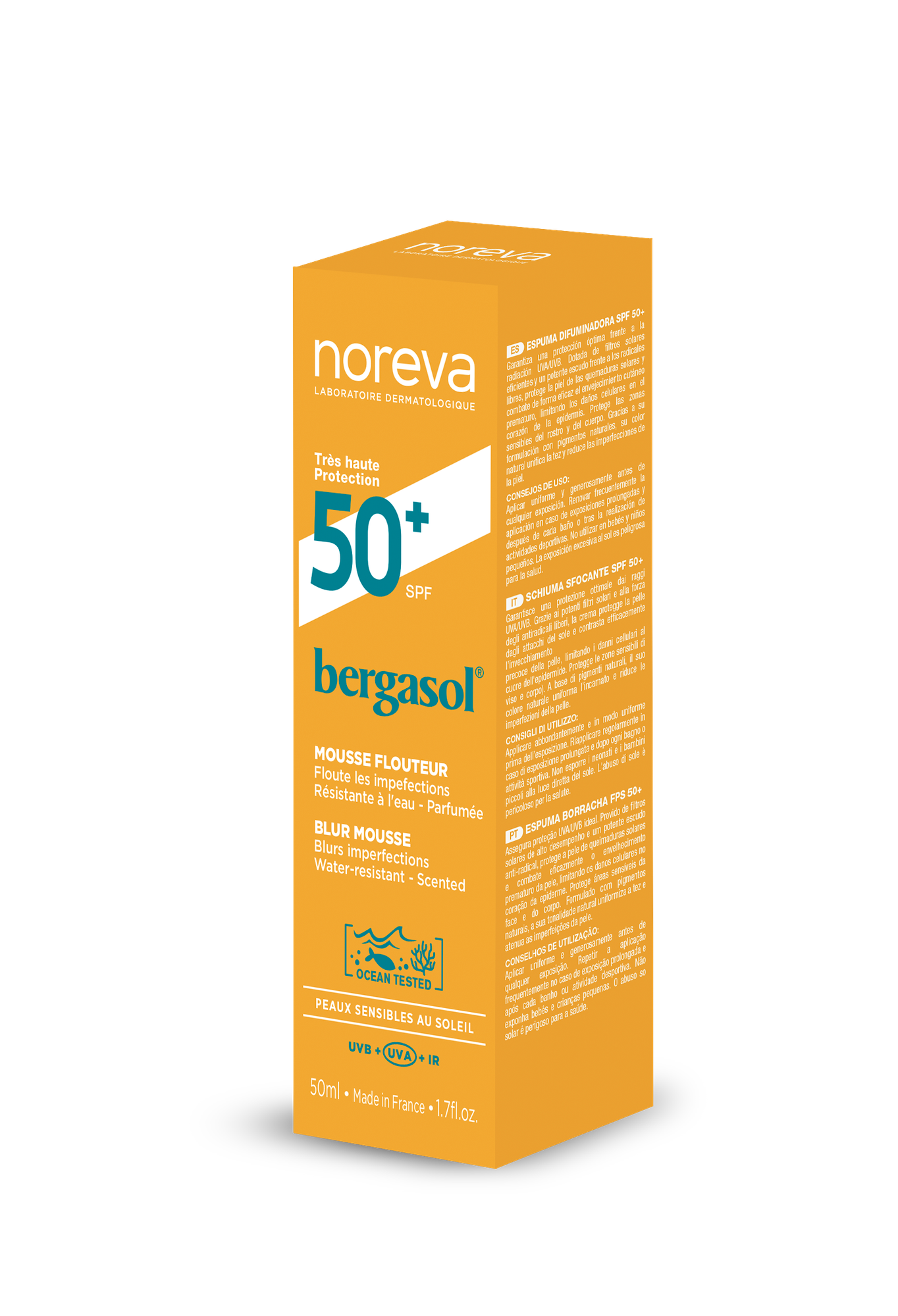 Крем солнцезащитный Noreva Бергасол Блюр Мусс SPF 50+ (50мл) — фото 2
