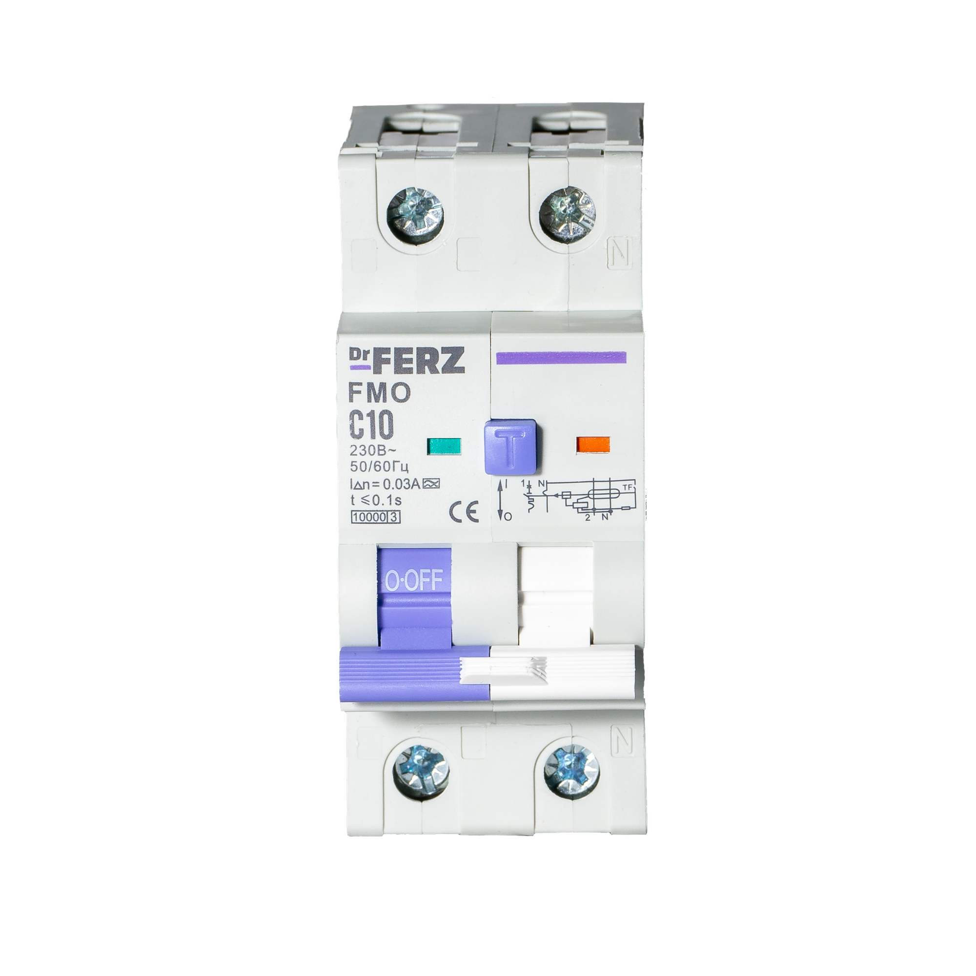 Дифференциальный автомат Dr.Ferz FMO-EM-1P+N 10A 30mA 10kA A C 2M / 22100284FERZ — фото 2