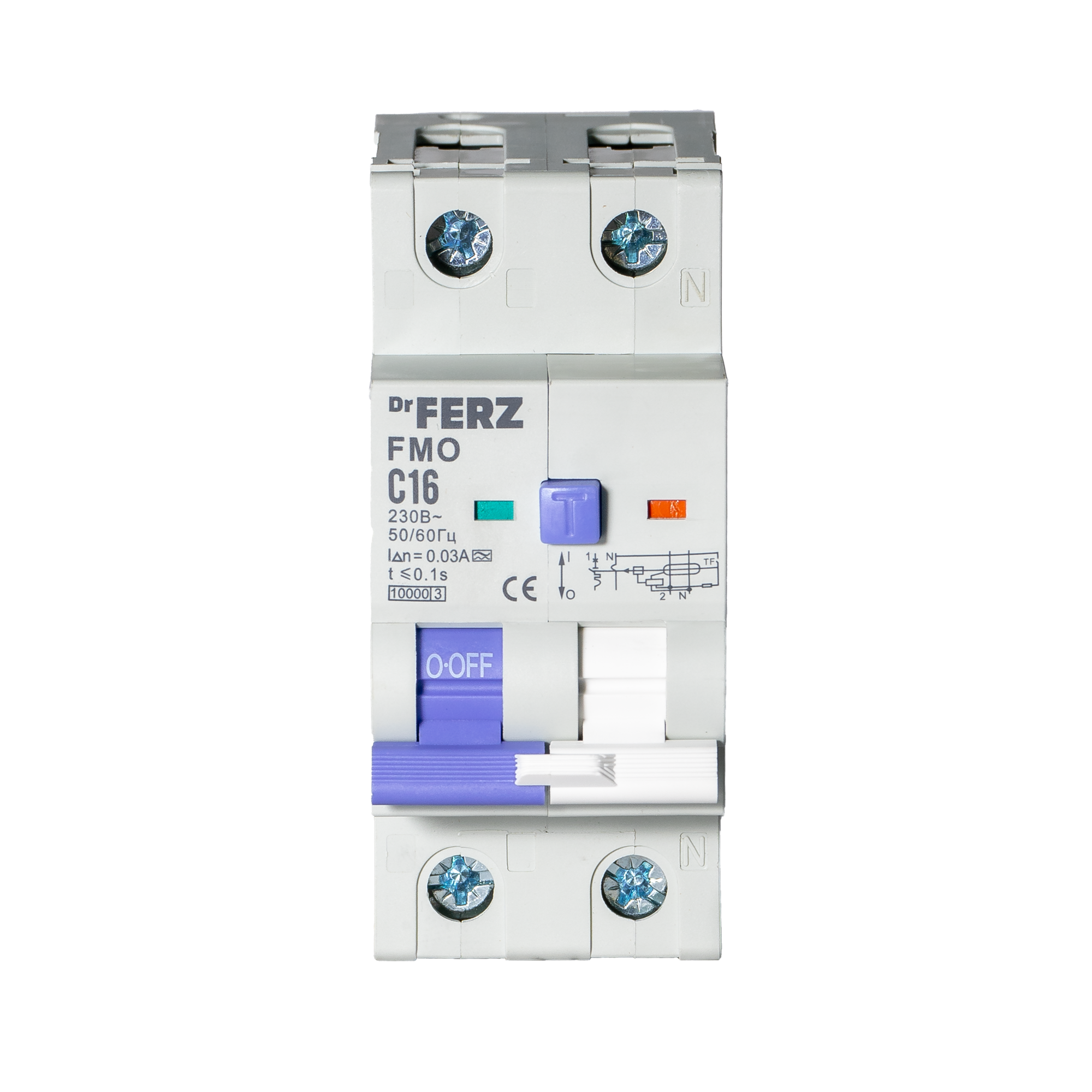 Дифференциальный автомат Dr.Ferz FMO-EM-1P+N 16A 30mA 10kA A C 2M / 22100285FERZ — фото 2