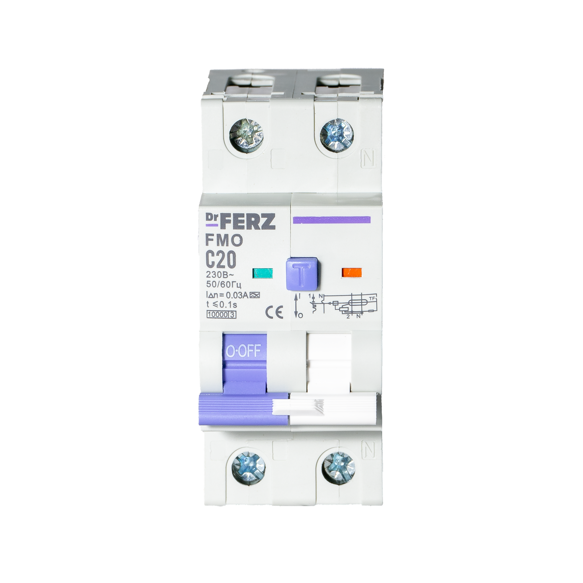 Дифференциальный автомат Dr.Ferz FMO-EM-1P+N 20A 30mA 10kA A C 2M / 22100286FERZ — фото 2