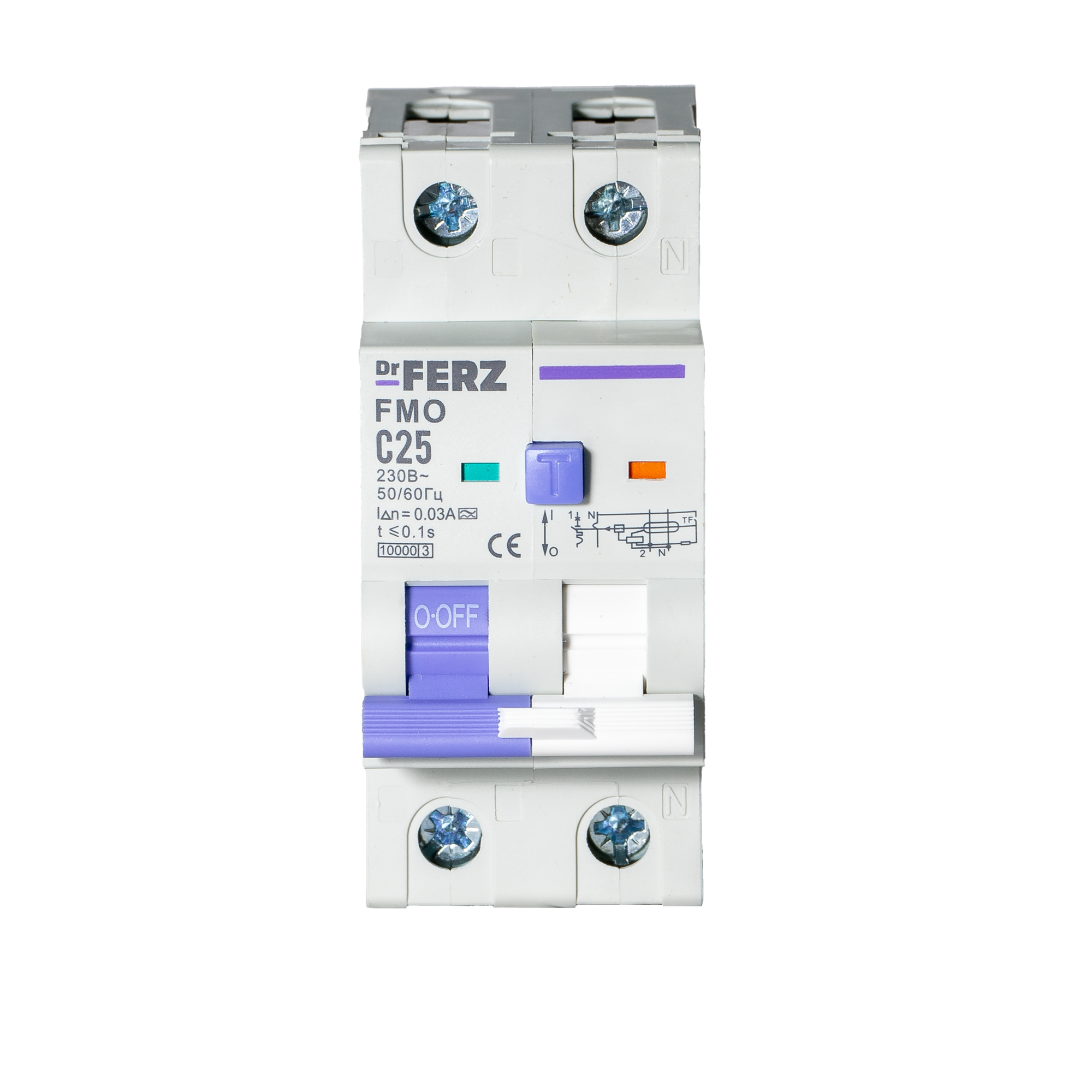 Дифференциальный автомат Dr.Ferz FMO-EM-1P+N 25A 30mA 10kA A C 2M / 22100287FERZ — фото 2