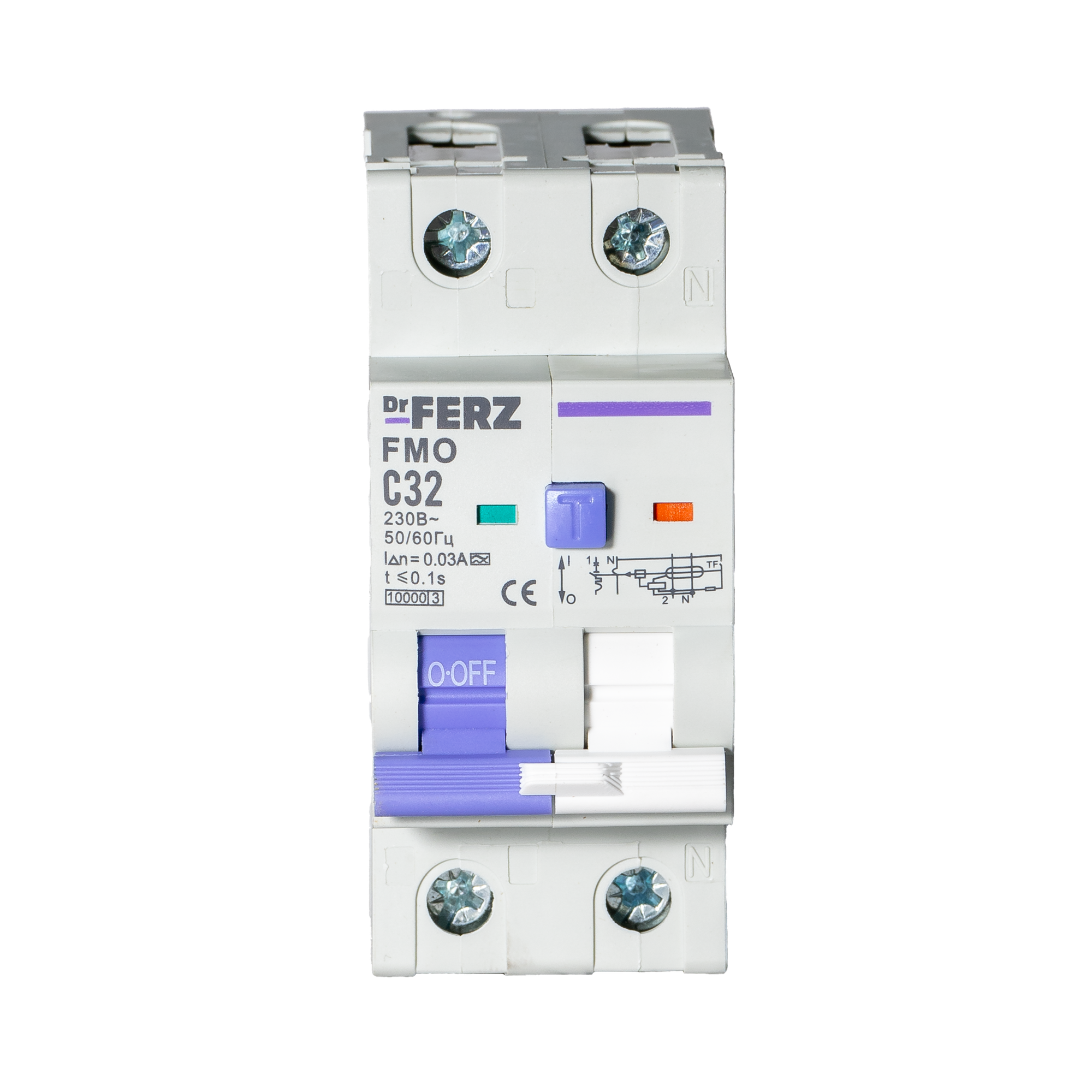 Дифференциальный автомат Dr.Ferz FMO-EM-1P+N 32A 30mA 10kA A C 2M / 22100288FERZ — фото 2