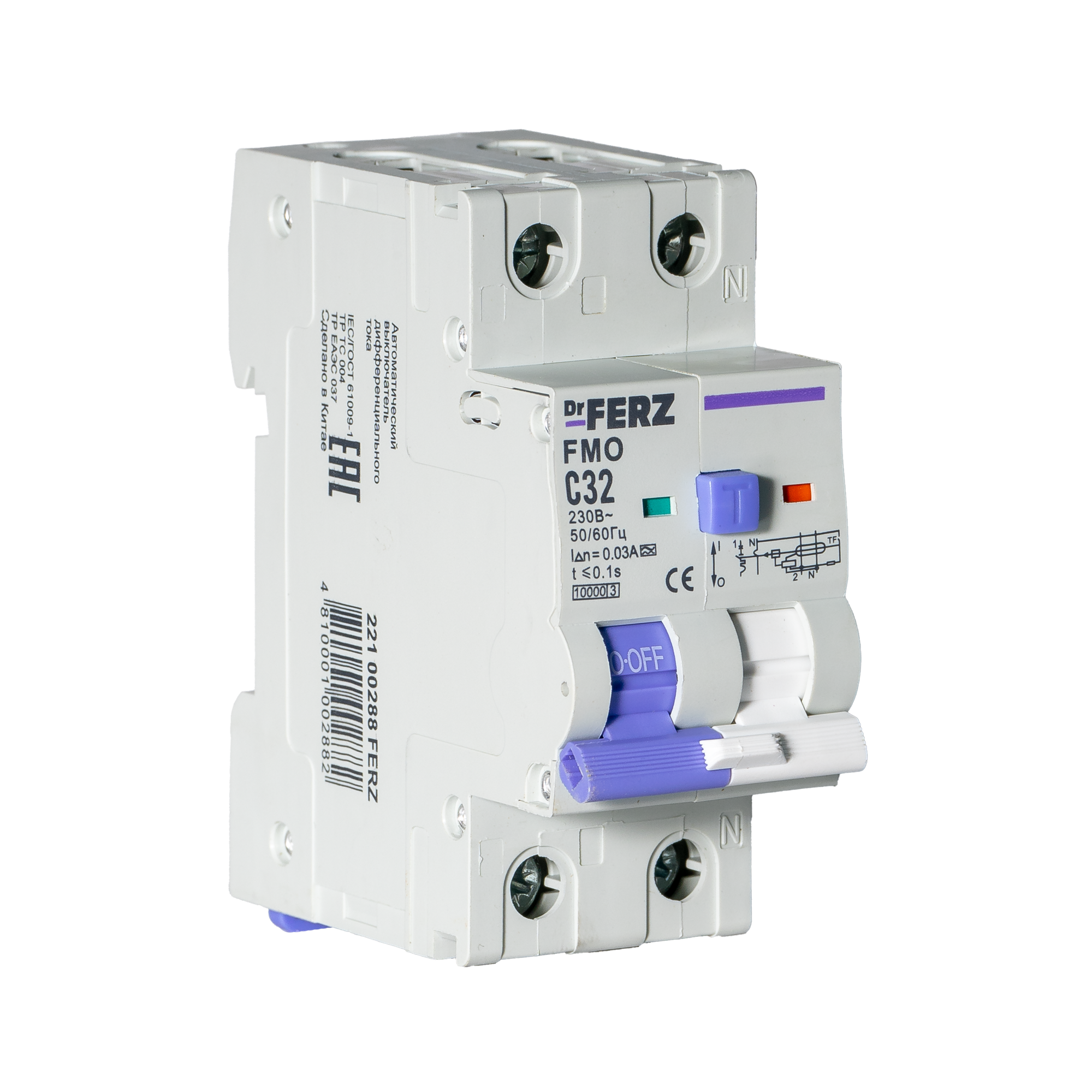 Дифференциальный автомат Dr.Ferz FMO-EM-1P+N 32A 30mA 10kA A C 2M / 22100288FERZ