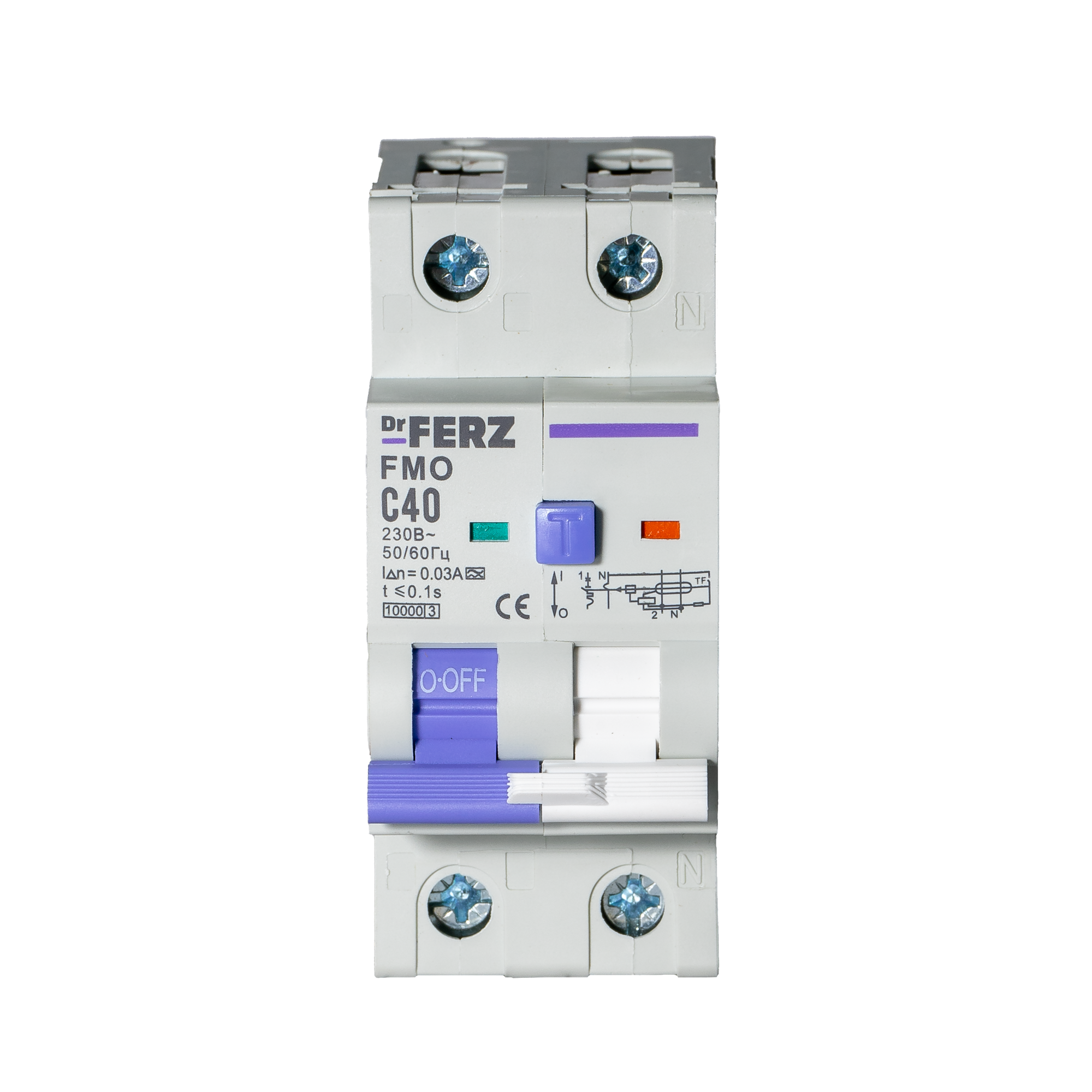 Дифференциальный автомат Dr.Ferz FMO-EM-1P+N 40A 30mA 10kA A C 2M / 22100289FERZ — фото 2