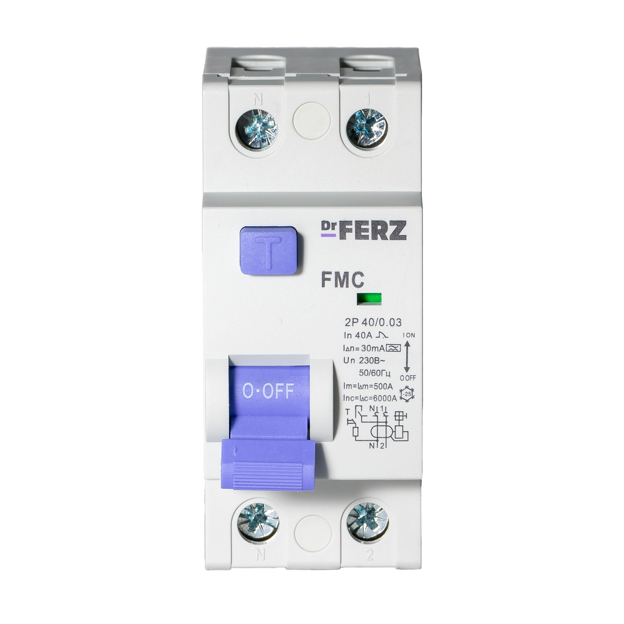 Устройство защитного отключения Dr.Ferz FMC-1P+N 40A 30mA 6kA A 2M / 22100297FERZ — фото 2